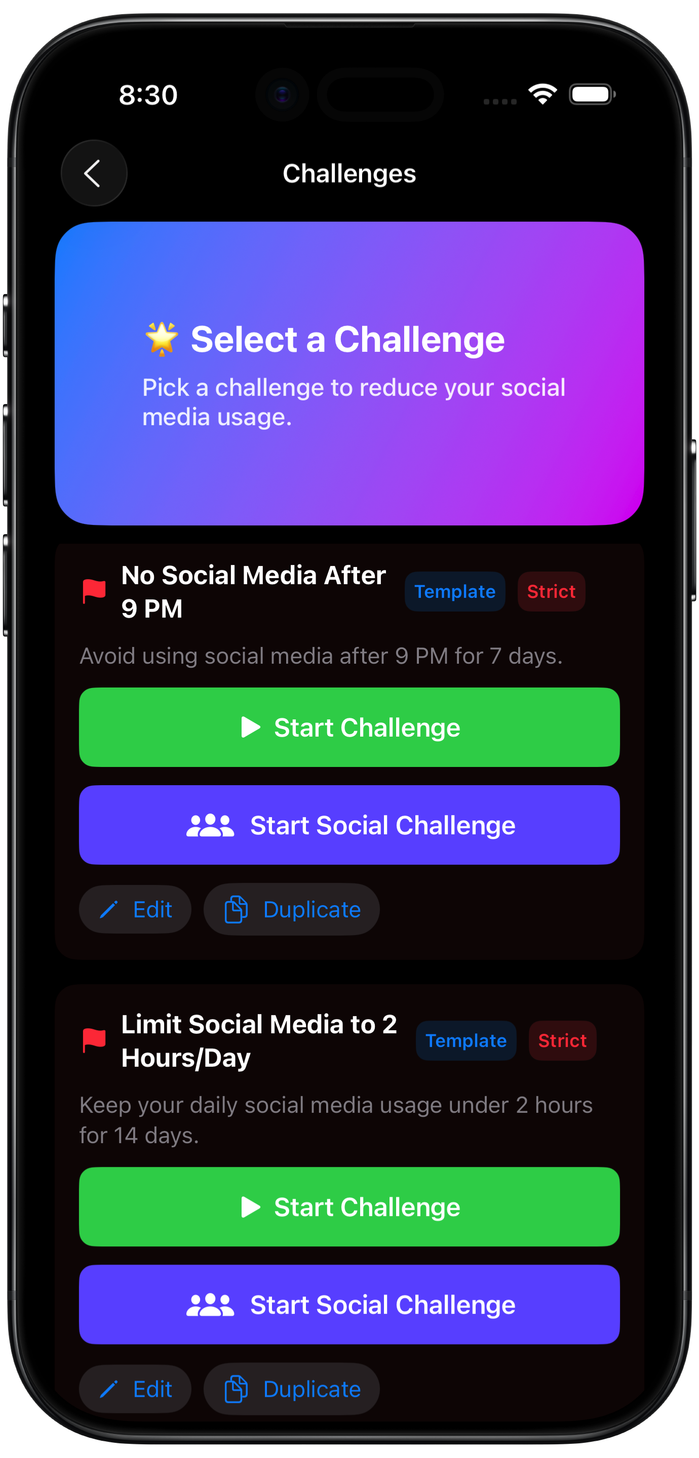 Personalized Detox Challenges with progress tracking